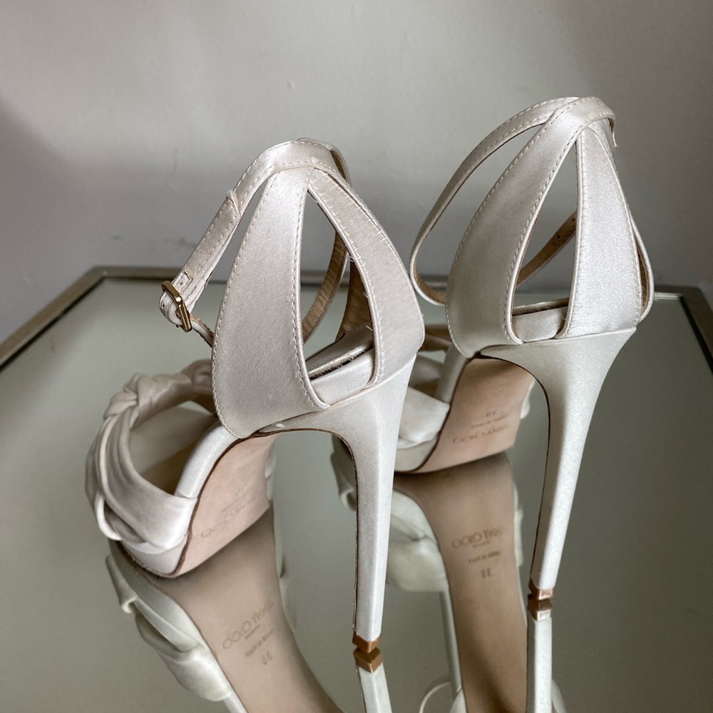 Jimmy Choo White Satin Heels - Picture 8 of 15